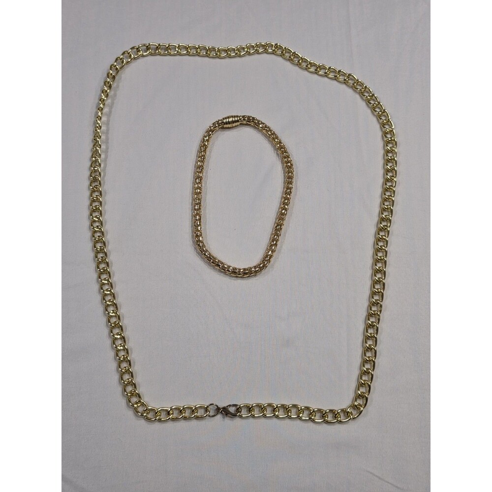 2 Gold Tone chains  1 Cuban Link, 1 Choker Chain